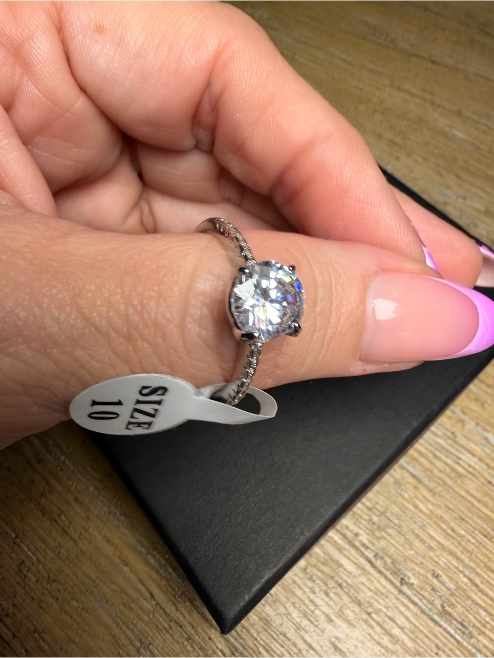 White gold filled Solitaire Ring Size 10